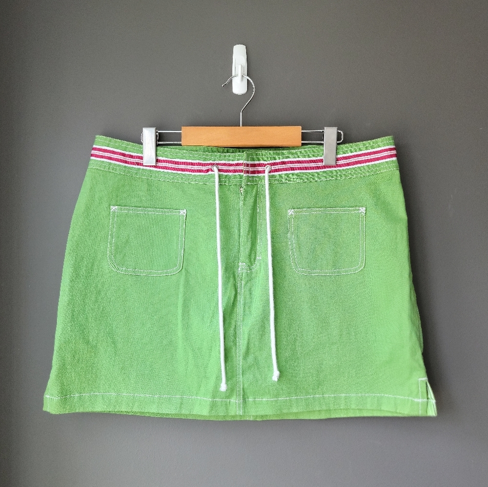 vintage 90s canvas low-rise skater mini skirt flared striped surfer y2k summer